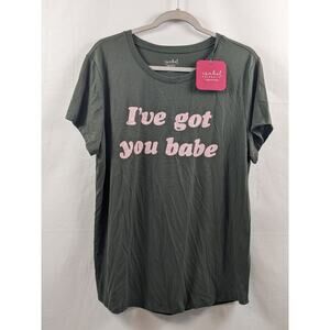Ingrid & Isabel Maternity TShirt I've Got You Babe Olive Green XL Casual Tee Top